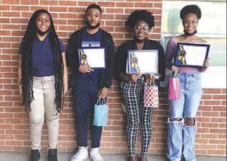 Platinum WorkKeys Students present at Board Meeting (left to right): Adrianna McGraw, Javon Gibbs, Aareia Jenkins, and Angelique Dailey